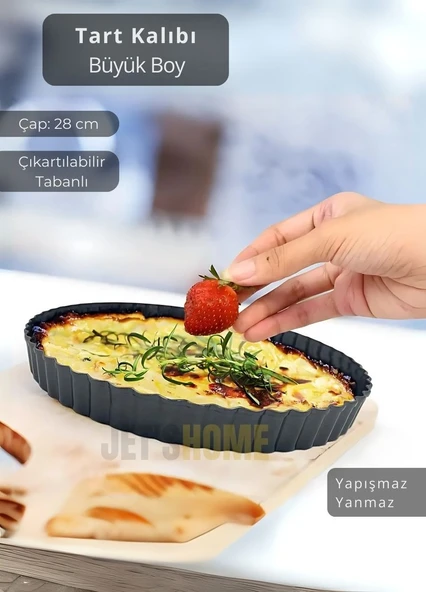 Büyük Boy Tart Kalıbı Çıkartılabilir Tabanlı Turta Kalıbı Karbon Çelik Kek Kalıbı 28 cm ürün görseli 1
