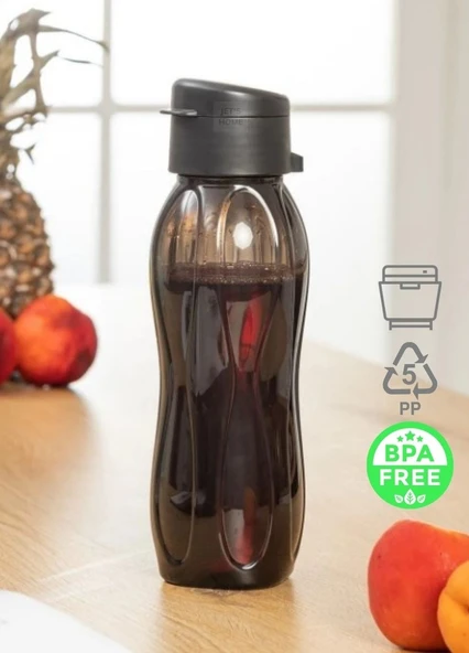 Okul Matarası Kapaklı BPA FREE Öğrenci Suluğu Siyah PP-5 Kokusuz Suluk Sporcu Suluk 750 Ml ürün görseli 1