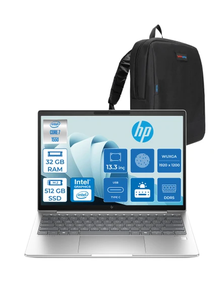 Hp Elitebook 630 G11 Wolfpro Intel ULTRA7-155U 32GB Ddr5 512GB SSD 13,3 Wuxga Freedos Dizüstü Bilgisayar 99C0F2EA09+ZETTAÇANTA ürün görseli 1