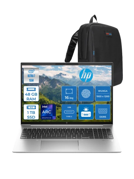 Hp Elitebook 860 G11 Wolfpro Intel ULTRA7-155H 48GB Ddr5 1tb SSD 16'' Wuxga Freedos Dizüstü Bilgisayar 9970P1ET18+ZETTAÇANTA ürün görseli 1