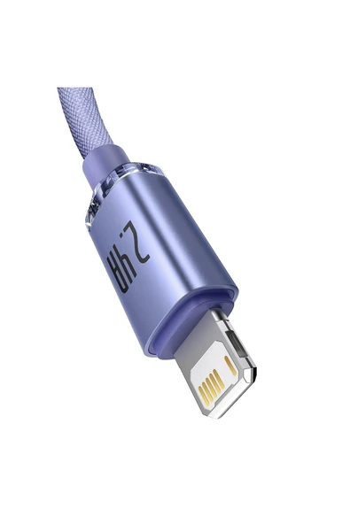 Baseus Crystal Shine 2.4A 1.2 M Lightning Şarj Kablosu Mor - Resim 2