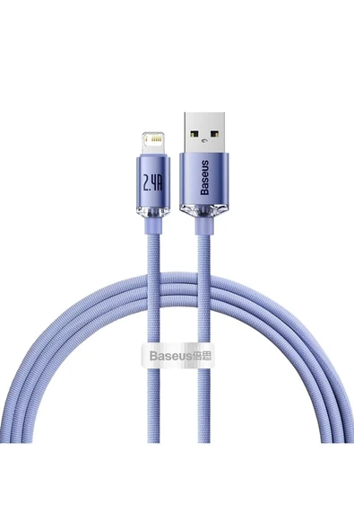 Baseus Crystal Shine 2.4A 1.2 M Lightning Şarj Kablosu Mor ürün görseli 1