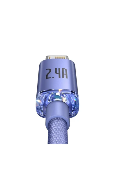 Baseus Crystal Shine 2.4A 1.2 M Lightning Şarj Kablosu Mor - Resim 6