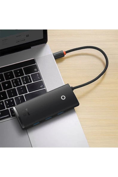 Baseus Lite Siyah 5 In 1 Multifonksiyonal Type-c Hub Dock Station - Resim 6