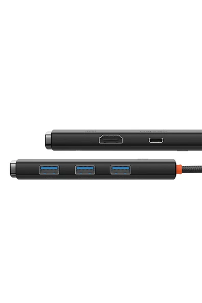 Baseus Lite Siyah 5 In 1 Multifonksiyonal Type-c Hub Dock Station - Resim 3