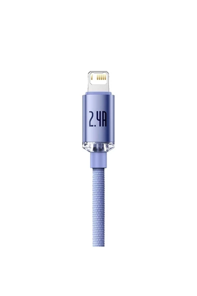 Baseus Crystal Shine 2.4A 1.2 M Lightning Şarj Kablosu Mor - Resim 3