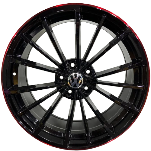 Volkswagen Uyumlu Powcan BK-5937 8.0X19 5X112 ET45 57.1 Black Red Lip Jant ürün görseli 1