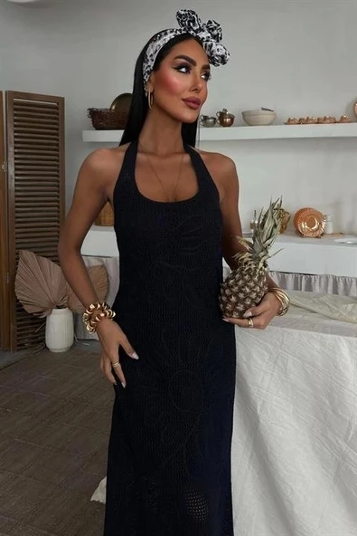 Suzene Nakışlı Astarlı Triko Elbise 2873 - Resim 6