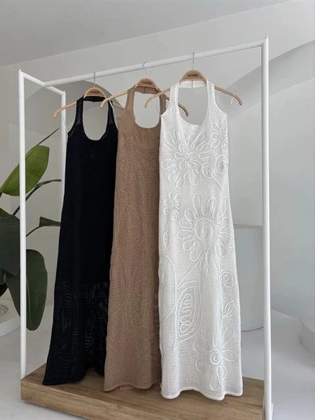 Suzene Nakışlı Astarlı Triko Elbise 2873 - Resim 9