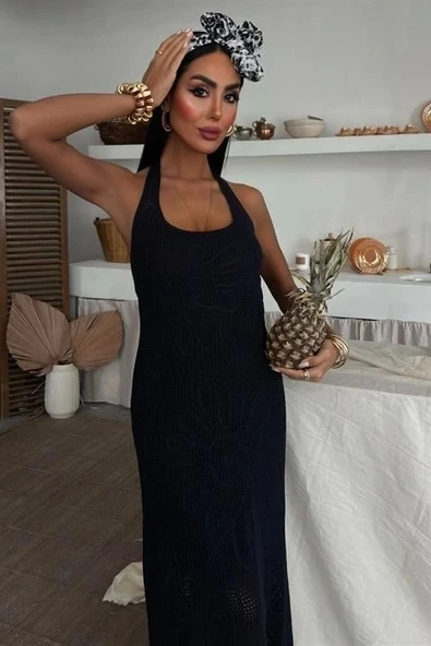 Suzene Nakışlı Astarlı Triko Elbise 2873 - Resim 2