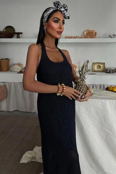 Suzene Nakışlı Astarlı Triko Elbise 2873 - Resim 7