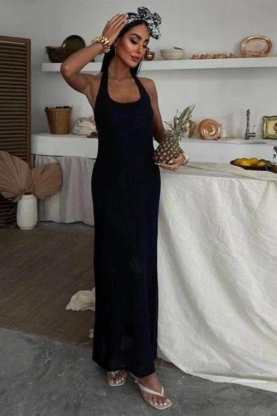 Suzene Nakışlı Astarlı Triko Elbise 2873 - Resim 5