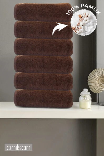 6'lı Kahverengi Banyo Havlusu - 70x140 Cm, 490 Gr, %100pamuk, Spa Ve Otel Havlusu ürün görseli 1