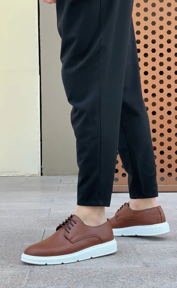 ET0003 Bağcıklı Klasik Taba Beyaz Kalın Taban Casual Erkek Ayakkabı ürün görseli 1