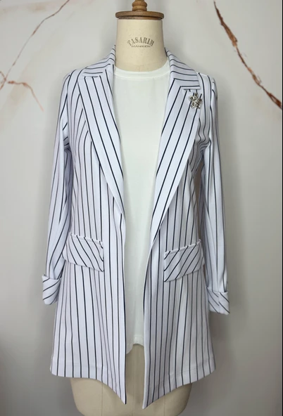 TAŞLI ÇİZGİLİ BLAZER CEKET ürün görseli 1