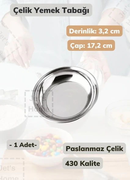 Çelik Yemek Tabağı 17,2 cm Paslanmaz Çelik Tabak ürün görseli 1