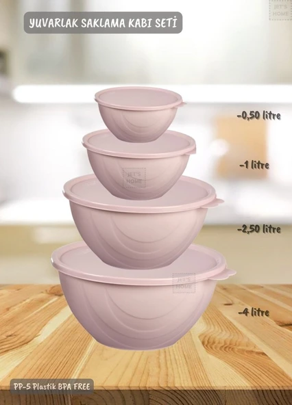 4’lü Yuvarlak Saklama Kabı Seti BPA FREE ürün görseli 1