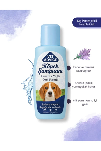 vet advice Köpek Lavanta Özlü Şampuan Bit,pire,kene uzaklaştırıcı lavanta kokulu bitkisel şampuan ürün görseli 1