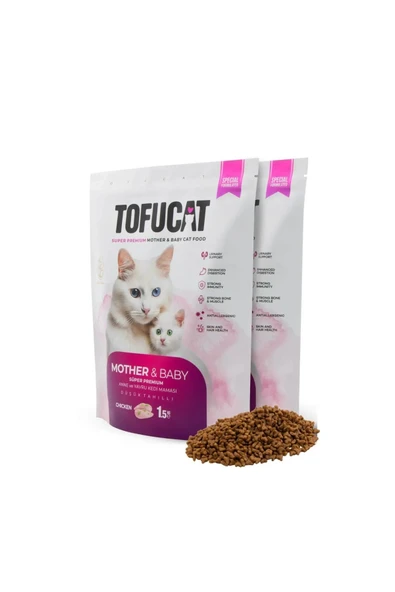 vet advice Tofucat Super Premium Mother&Baby Tavuklu Yavru Kedi maması 1,5 kg - Antialerjenik ve Düşük Tahıllı ürün görseli 1