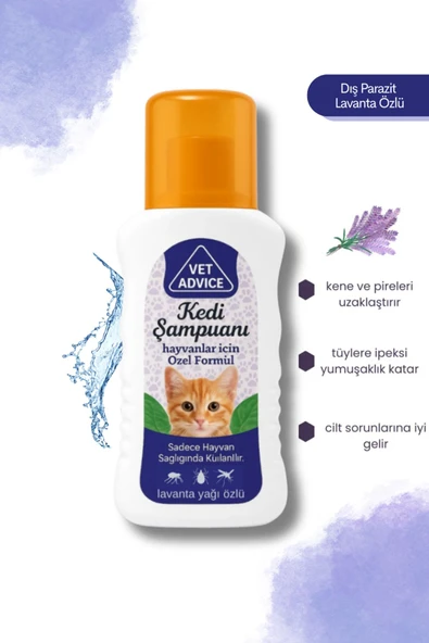 vet advice Lavanta Yağı Özlü Kedi Şampuanı Parazit Bitkisel Lavanta Özlü ürün görseli 1