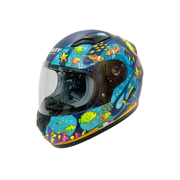 KASK SWAY ÇOCUK SW 815K OCEAN Black Blue Full Face ürün görseli 1