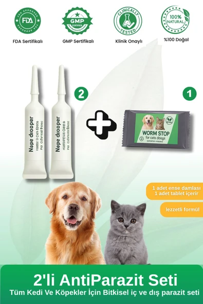 vet advice Kedi Köpek Iç Dış Herbal Tüy Cilt Parazit&bitkisel Tablet Damla 2'li Set ürün görseli 1
