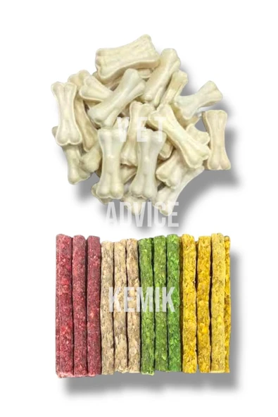 vet advice Köpek Çubuk Munchy Ödül ve Köpek Diş Kaşıma Sığır Derisi Kemik Seti 6 lı 10 lu paket (7.5cm 6-7gr) ürün görseli 1