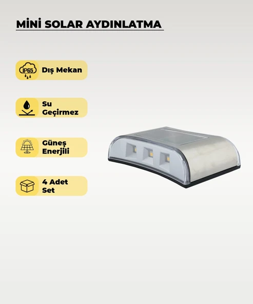 Mini Oval Solar Aplik Gün Işığı - 4 Adet ürün görseli 1