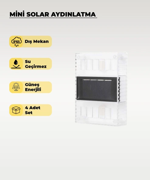 Mini Solar Aplik Gün Işığı - 4 Adet ürün görseli 1