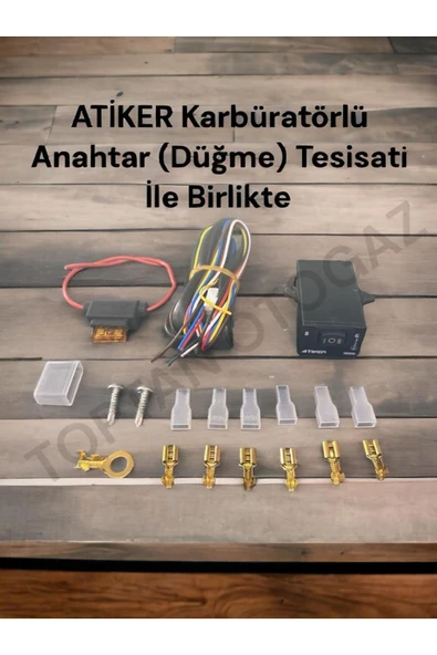 ATİKER  KARBÜRATÖRLÜ DÜĞME ANAHTAR TESİSAT İLE BİRLİKTE ürün görseli 1