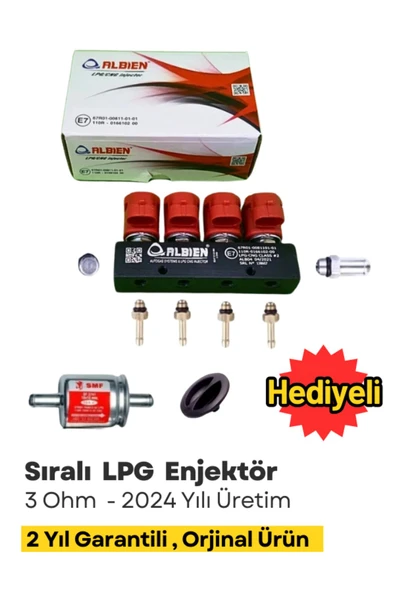 ALBİEN  LPG Enjektörü 4 Silindir 3 Ohm  Filtre ve Kapak Hediyeli  Atiker Aldesa Zavoli Cangas Mimgas Uyumlu ürün görseli 1
