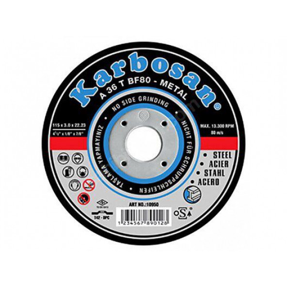 Karbosan 115 x 3 Metal Kesme Taşı 10 Adet ürün görseli 1