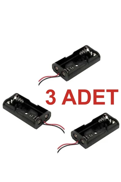 Rodevino 3 Adet 2li Aa Pil Yuvası Kablolu Battery Holder Switch’siz ürün görseli 1