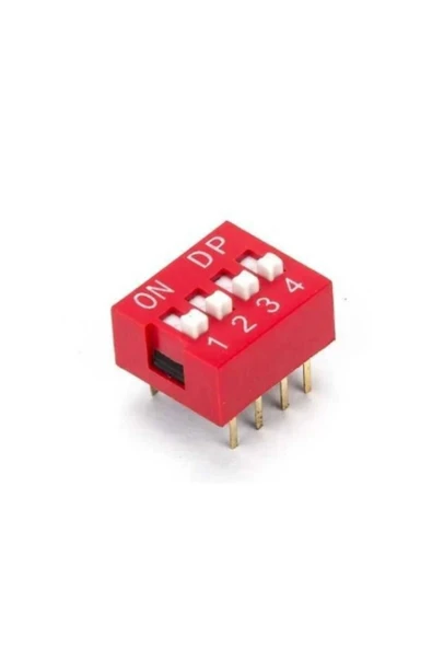 Rodevino 5 Adet 4 Pin Dıp Switch Kırmızı On‑off 2.54 mm Pcb - Resim 2