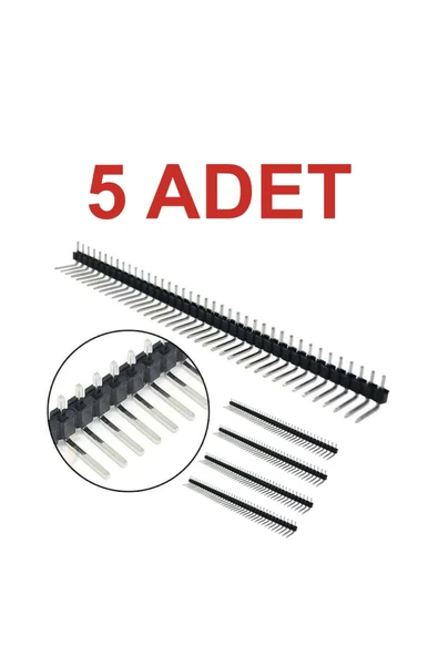 Rodevino 5 Adet 1x40 Erkek Header 90 Derece 40 Pin 2.54mm Standart Boy ürün görseli 1