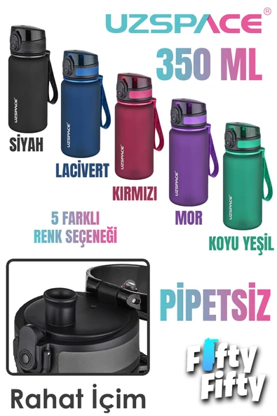 Uzspace 350 ML Pipetsiz Softtouch Tritan Çocuk Su Matarası -FF350MLUZS ürün görseli 1