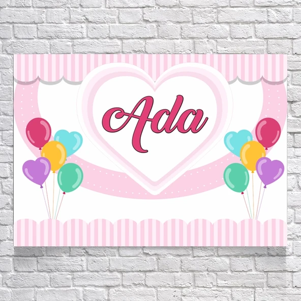 Kalp Balon Temalı Doğum Günü Afişi 35X50 cm ürün görseli 1
