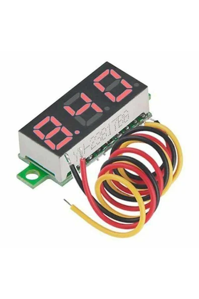 Rodevino Dijital Mini Voltmetre Dc 0v-100v Gerilim - Voltaj Ölçer 3 Kablo ürün görseli 1