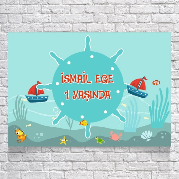Denizci Temalı Doğum Günü Afişi 70X100 cm ürün görseli 1