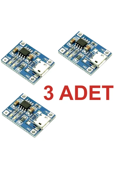 Rodevino Tp4056 Şarj Modülü 3 Adet 18650 Mini Şarj Modülü Lion Lityum Pil Mikro Usb 5v 1a ürün görseli 1