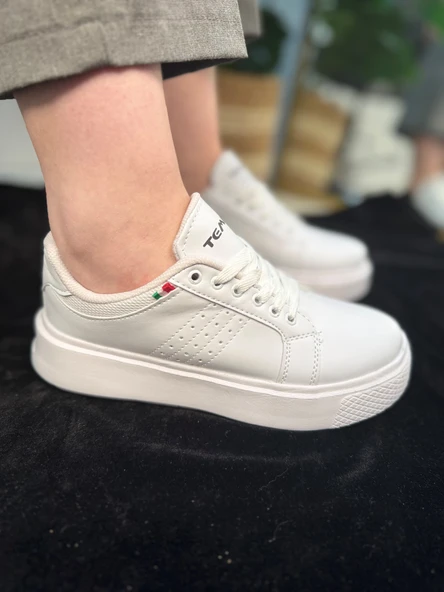 Günlük Kadın Spor Ayakkabı Ortopedik Vegan Deri Bağcık Hafif Kalın Yüksek Taban Yürüyüş Sneaker 102 ürün görseli 1