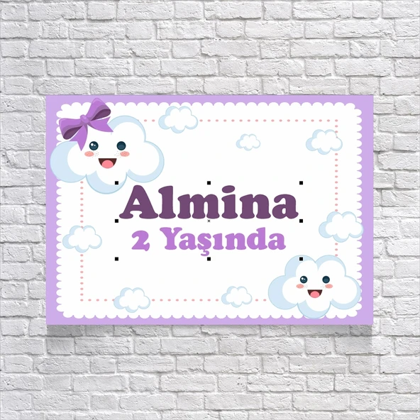 Bulutlar Temalı Doğum Günü Afişi 70X100 cm ürün görseli 1