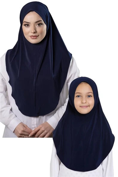 Lacivert Pratik Anne Kız Kombin Tesettür Eşarp Sandy Düz Hijab 230812_02 ürün görseli 1