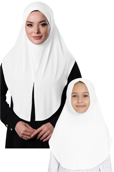 Beyaz Pratik Anne Kız Kombin Tesettür Eşarp Sandy Düz Hijab 230812_42 ürün görseli 1