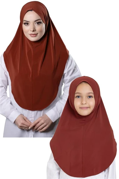 Kiremit Pratik Anne Kız Kombin Tesettür Eşarp Sandy Düz Hijab 230812_05 ürün görseli 1
