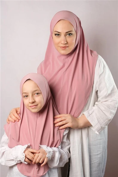 Pudra Pratik Anne Kız Kombin Tesettür Eşarp Sandy Düz Hijab 230812_06 ürün görseli 1