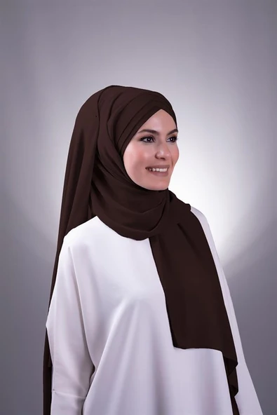 Kahve Arkadan Bağlamalı Şal Şifon Çapraz Üç Bantlı 1457_14 ürün görseli 1
