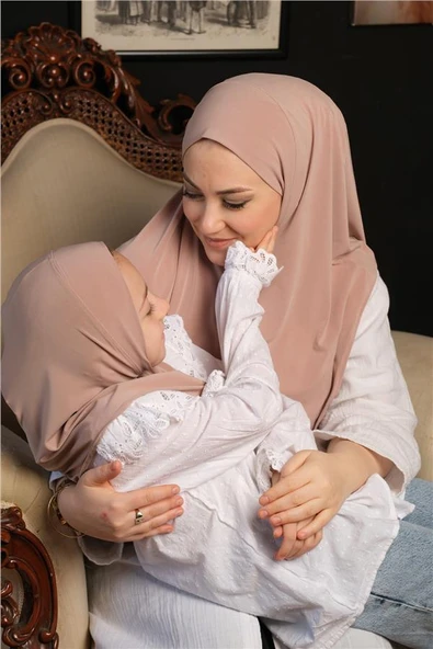 Bej Pratik Anne Kız Kombin Tesettür Eşarp Sandy Düz Hijab 230812_12 ürün görseli 1