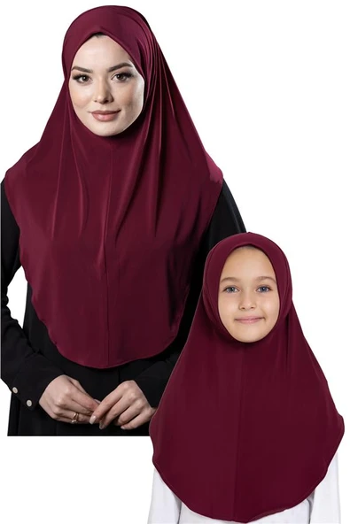 Bordo Pratik Anne Kız Kombin Tesettür Eşarp Sandy Düz Hijab 230812_16 ürün görseli 1