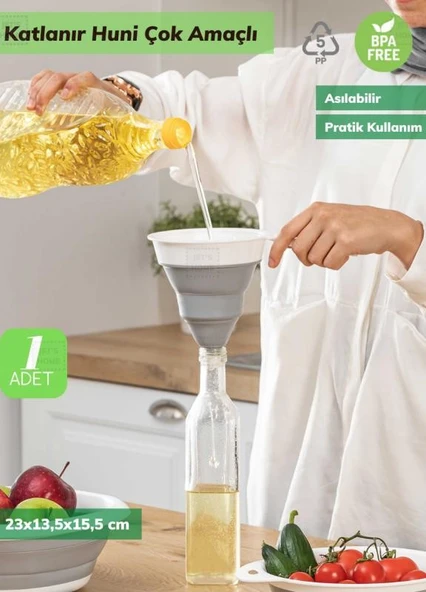 Huni Katlanır Mutfak Hunisi Silikon Huni Bpa Free ürün görseli 1